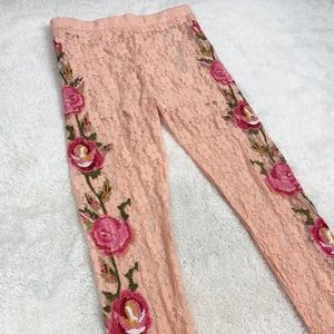 Ark & Co Lace Sheer Floral Pants NWT
